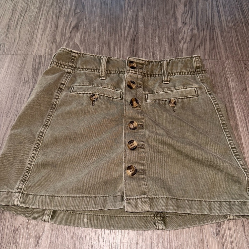 American Eagle Outfitters Khaki Button-Up Mini Skirt